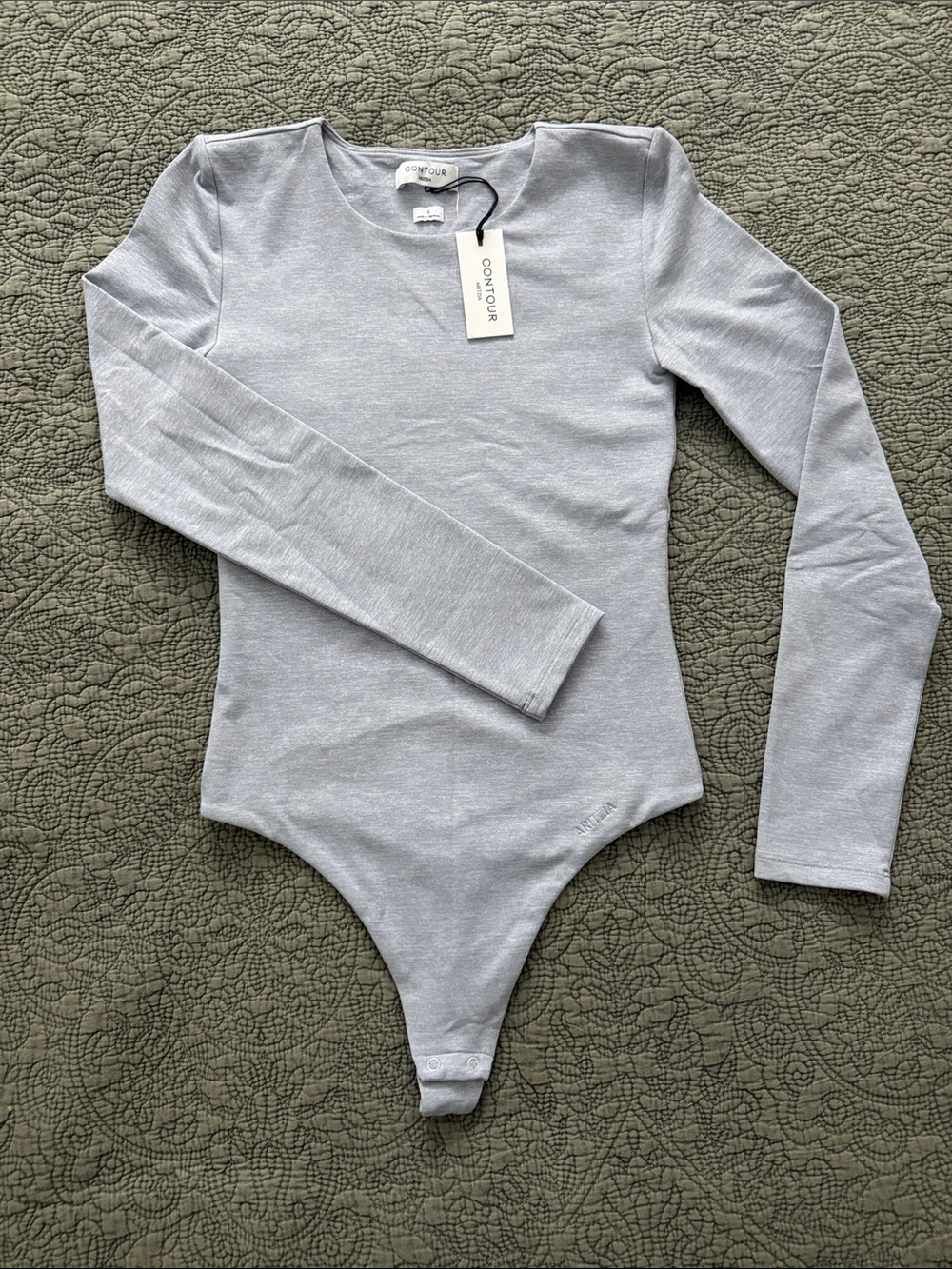 Aritzia Long-Sleeve Light Gray Bodysuit Size S